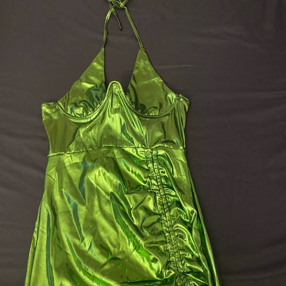 Green Metallic Mini Dress - Picture 2 of 2
